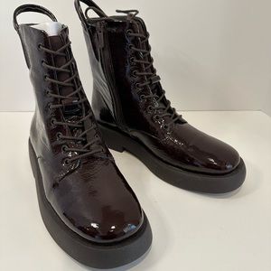 New! Franco Sarto Deep Burgundy Lace Up Combat Boots.
